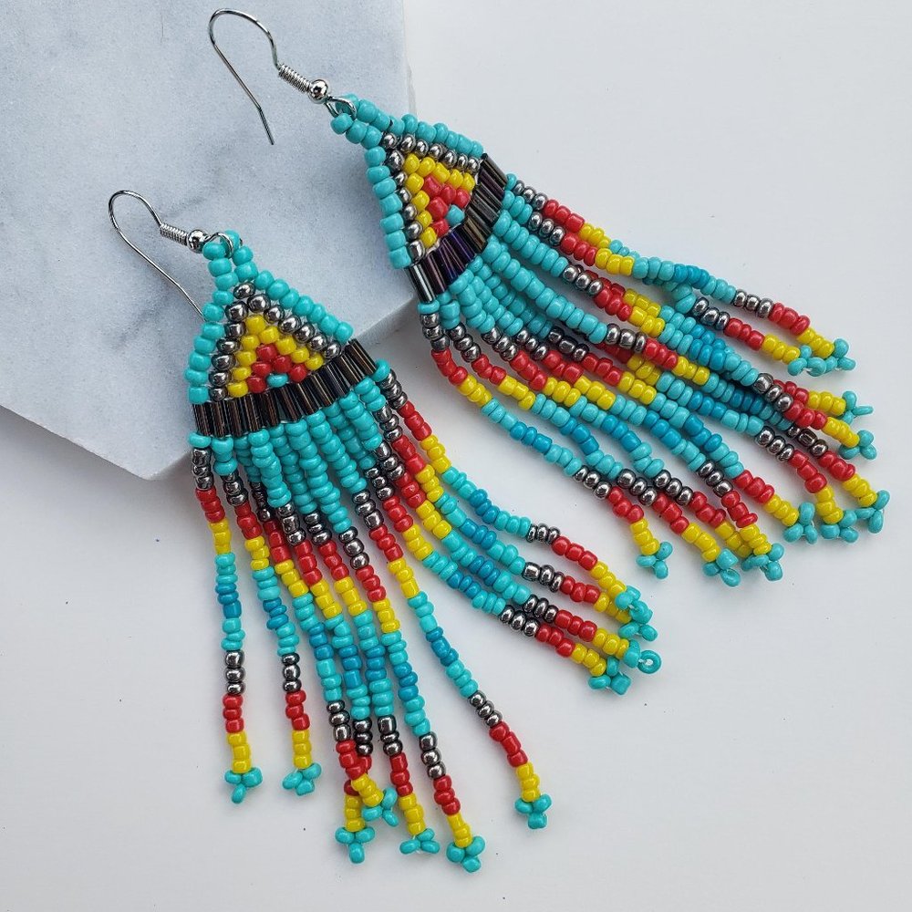 NWT Beaded Boho Southwest Drop Earrings